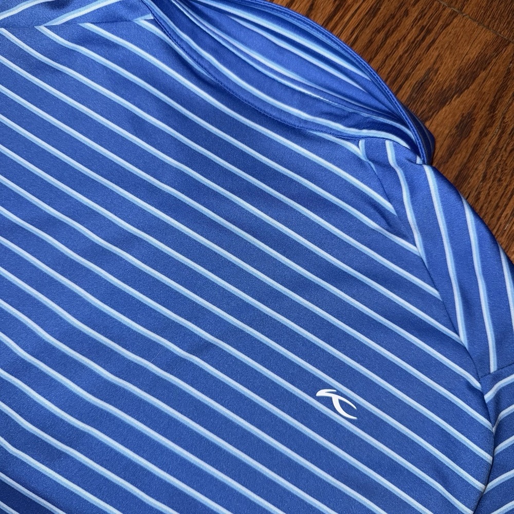 KJUS Soren Performance Polo‎ Men's 54 XL Blue Striped Eagle Ranch Short Sleeve - Picture 4 of 7